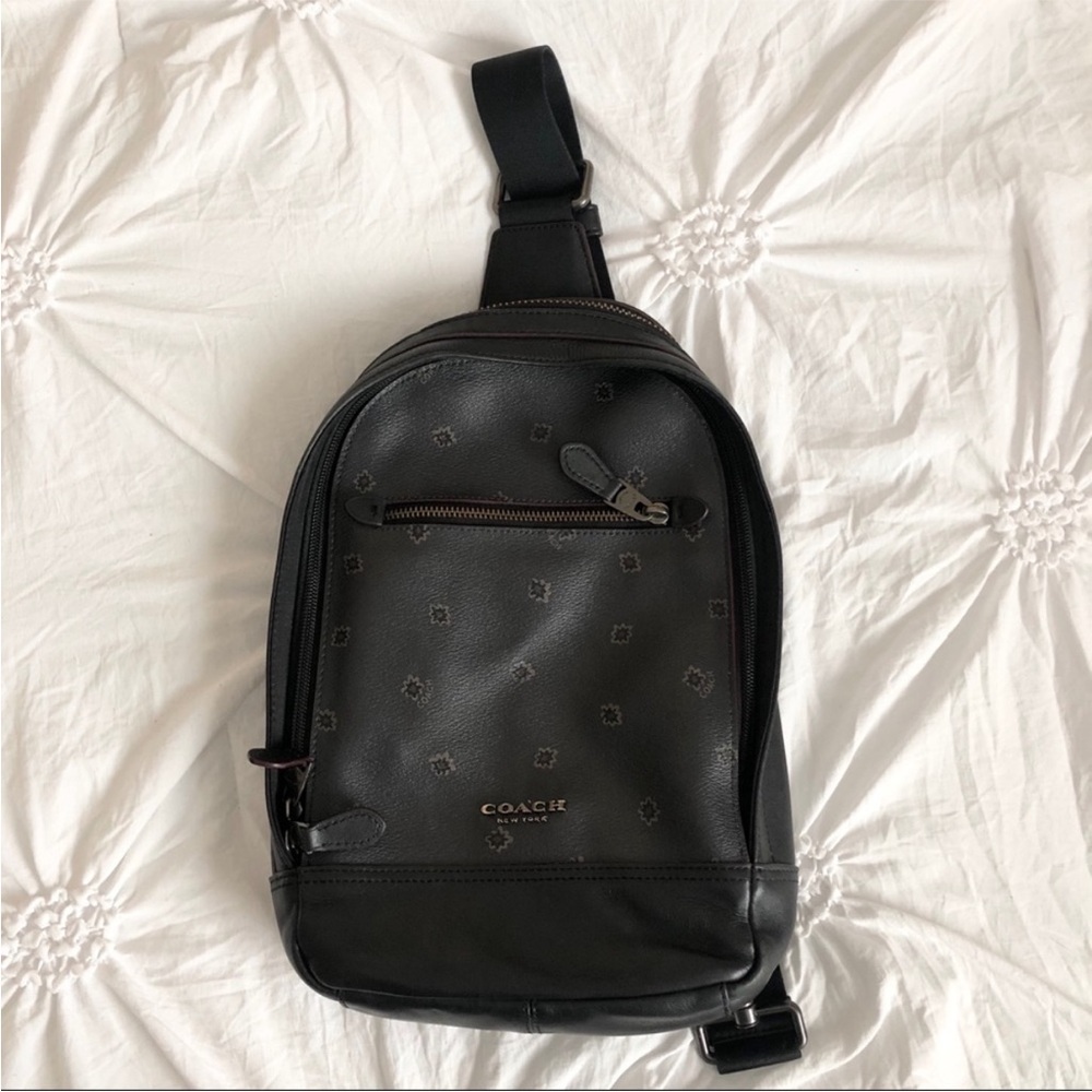 Coach Black Leather Crossbody Sling Bag